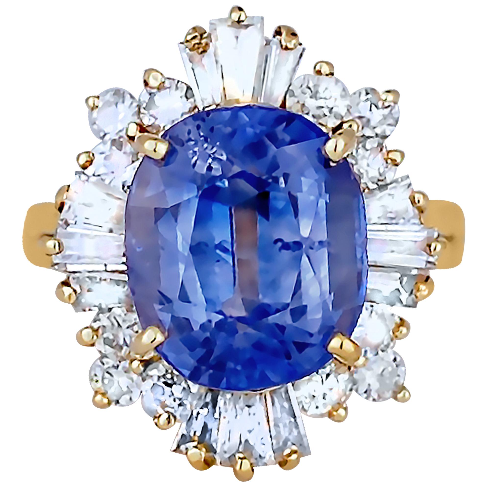 10 Carat Sapphire and Diamond Ballerina Ring