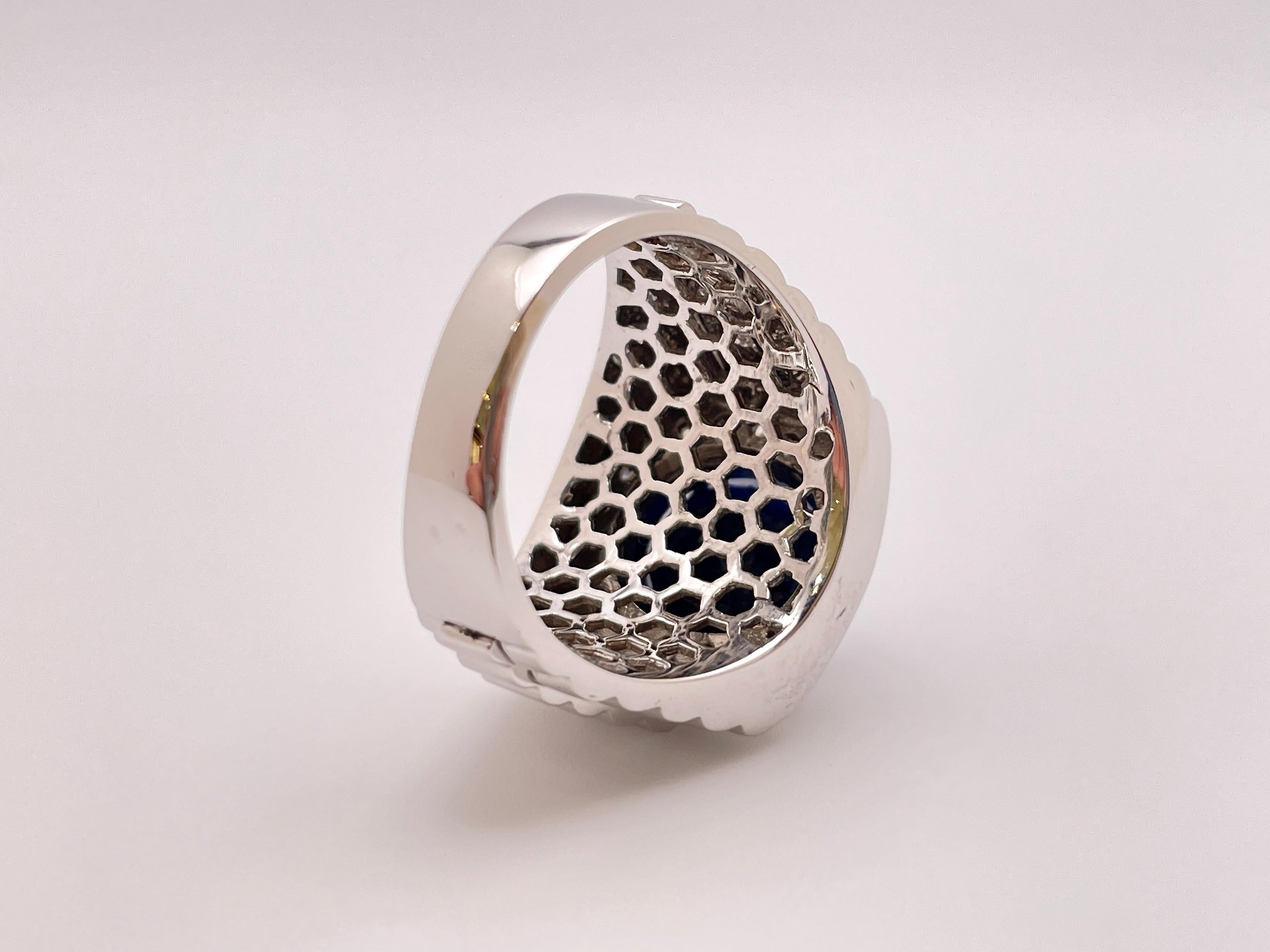 Men's 10 Carat Sapphire Diamond 14K White Gold Mens Ring For Sale