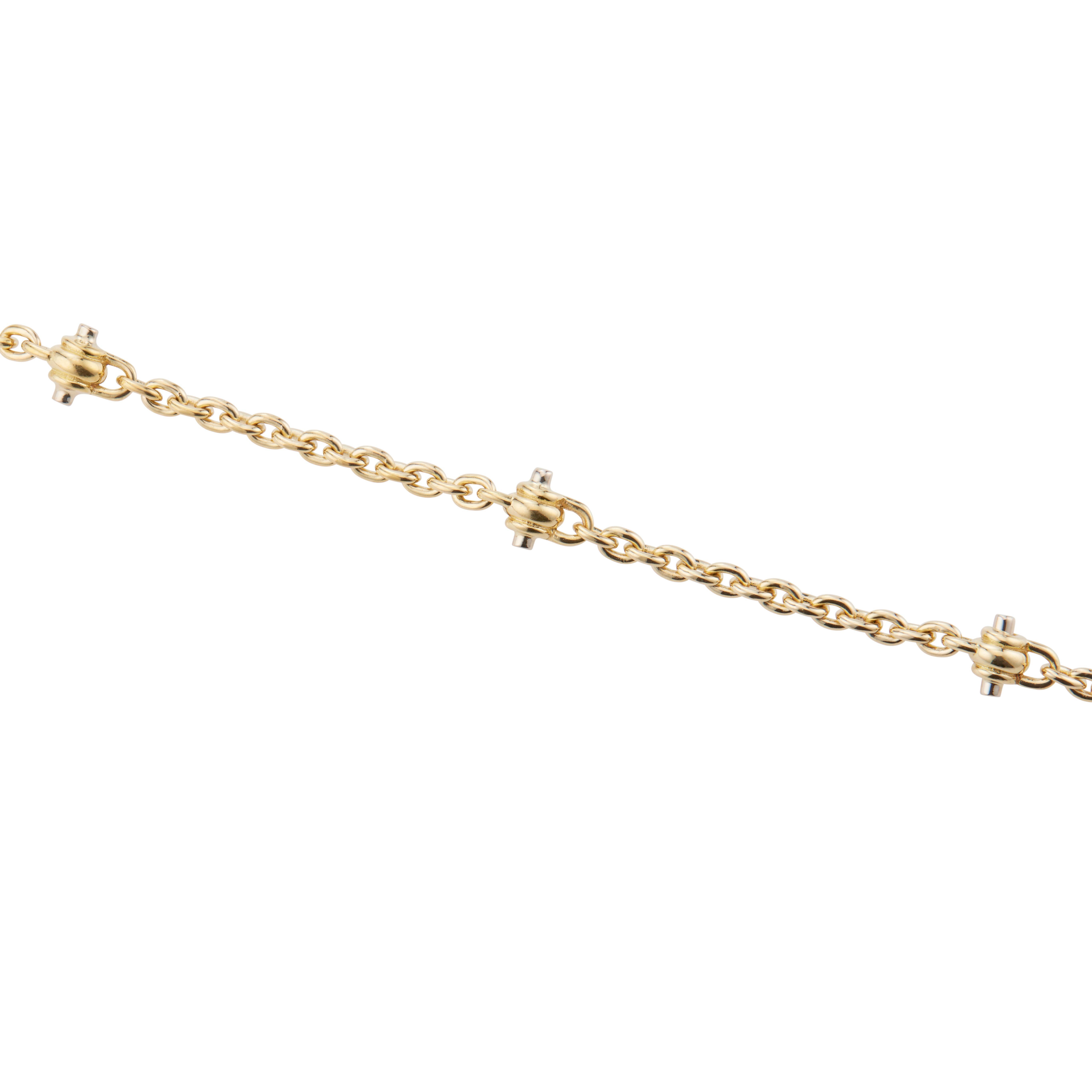 Taille cabochon Bracelet à maillons en forme de cœur en or jaune avec saphir de 0,10 carat en vente
