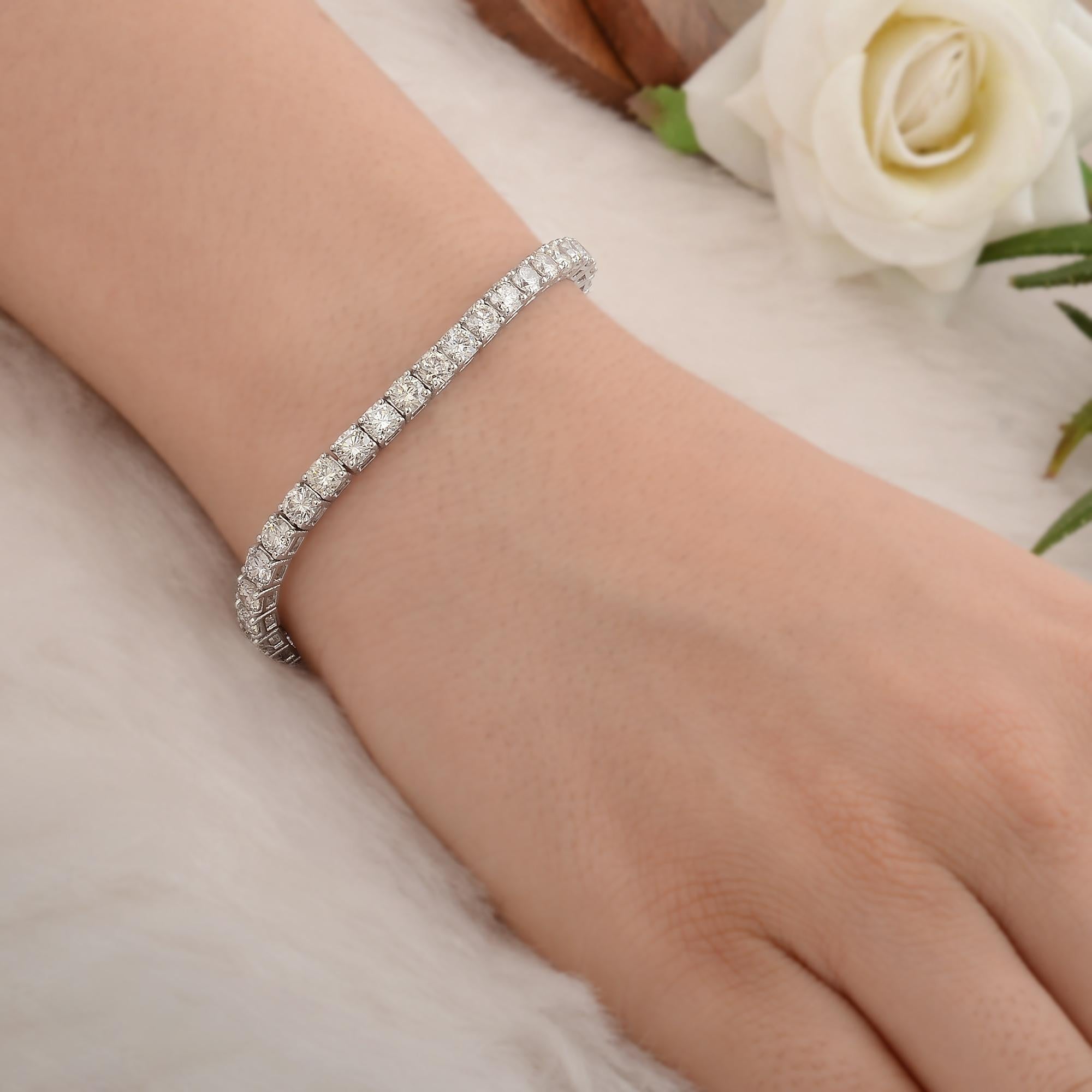10 Carat SI/H Round Brilliant Cut Diamond Tennis Bracelet 18 Karat White Gold In New Condition For Sale In Diera, Dubai