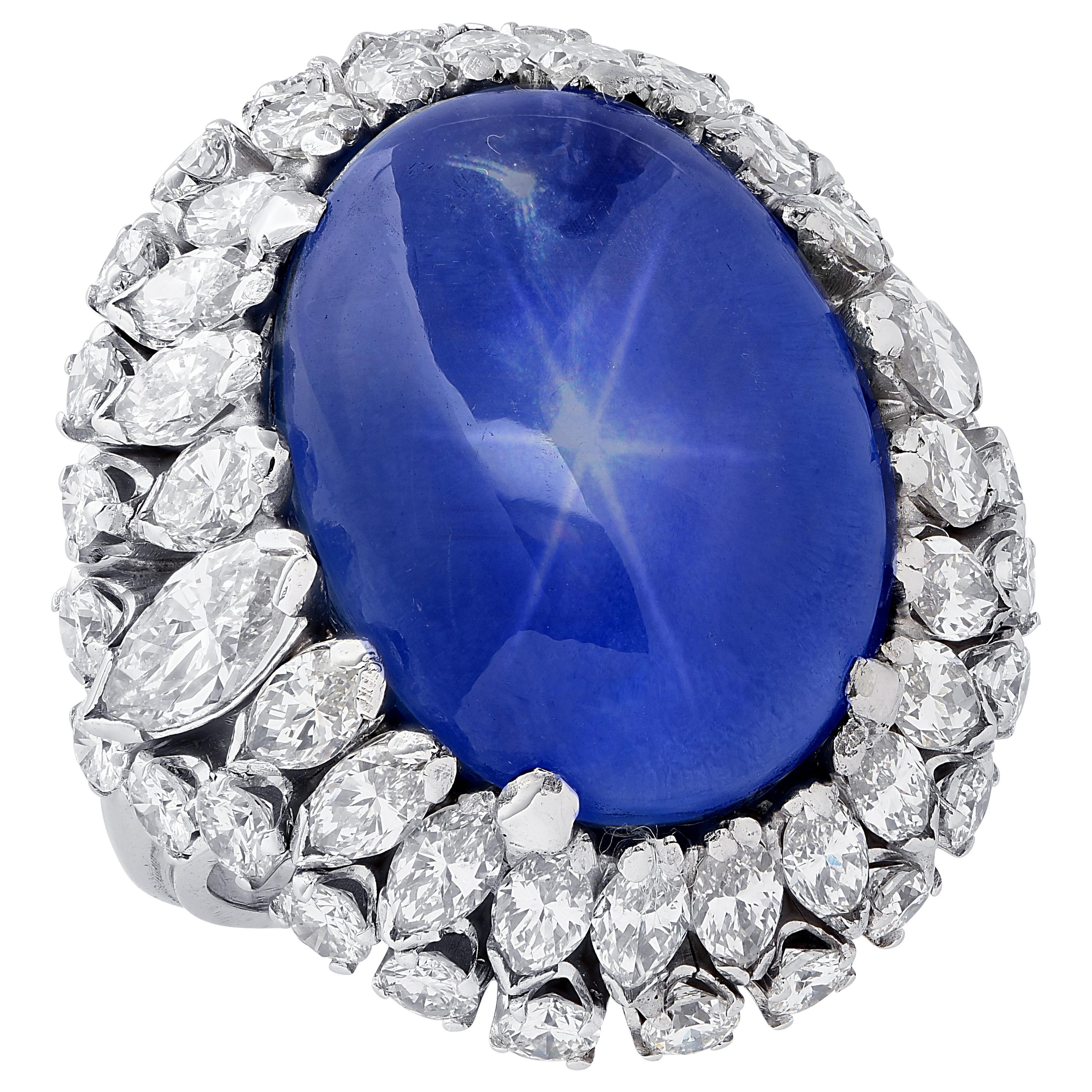 10 Carat Star Sapphire and Diamond Ring