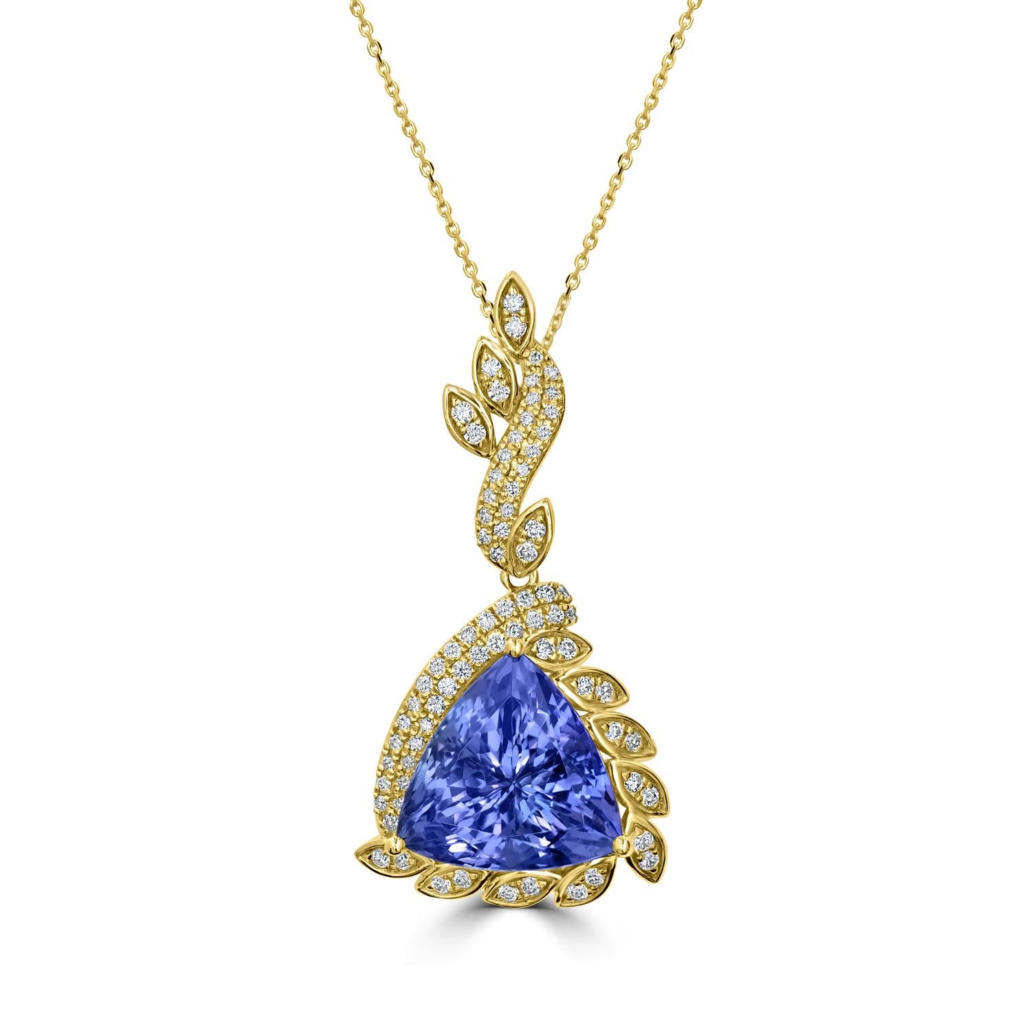 10 Carat Tanzanite and Diamond Pendant In New Condition For Sale In New York, NY