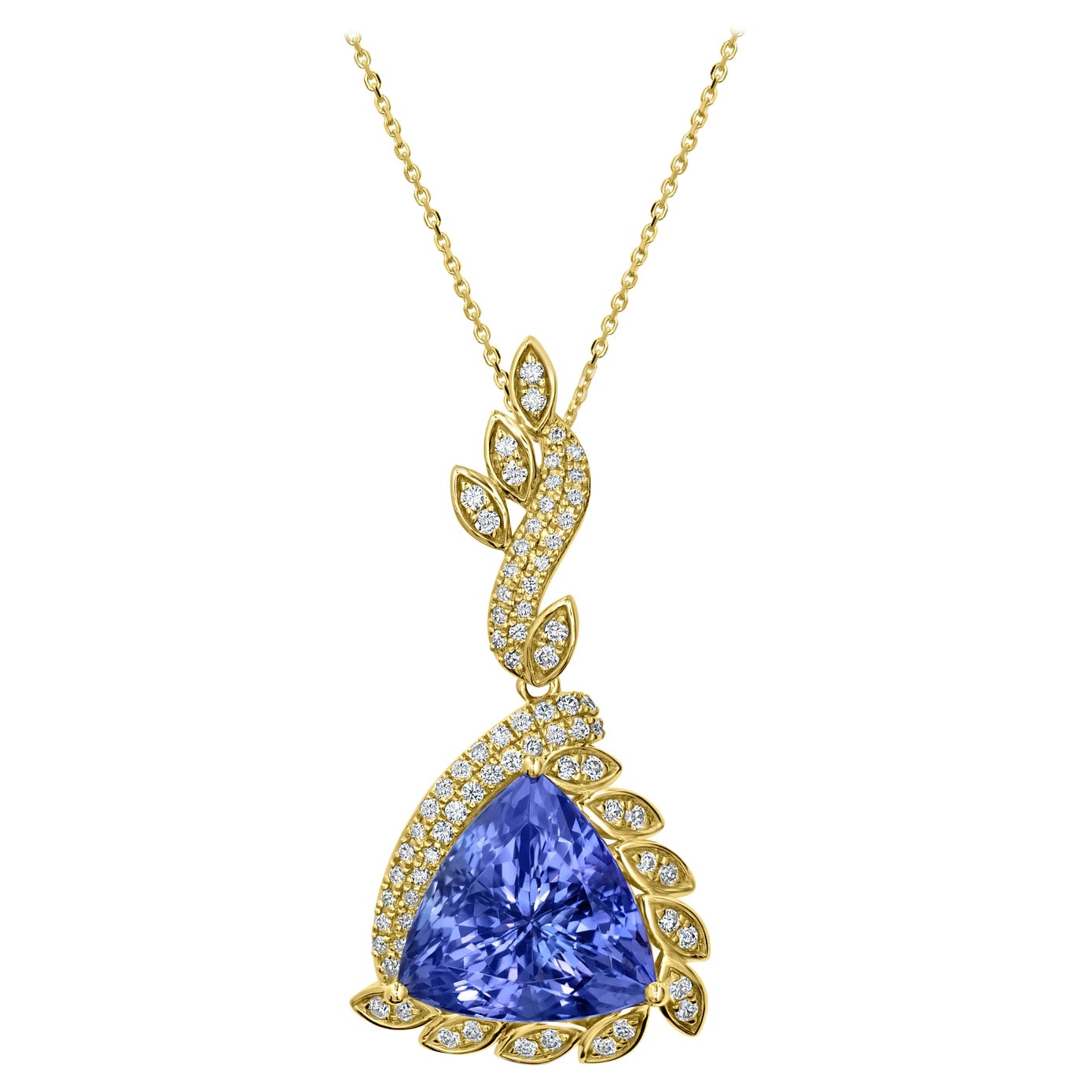 10 Carat Tanzanite and Diamond Pendant For Sale