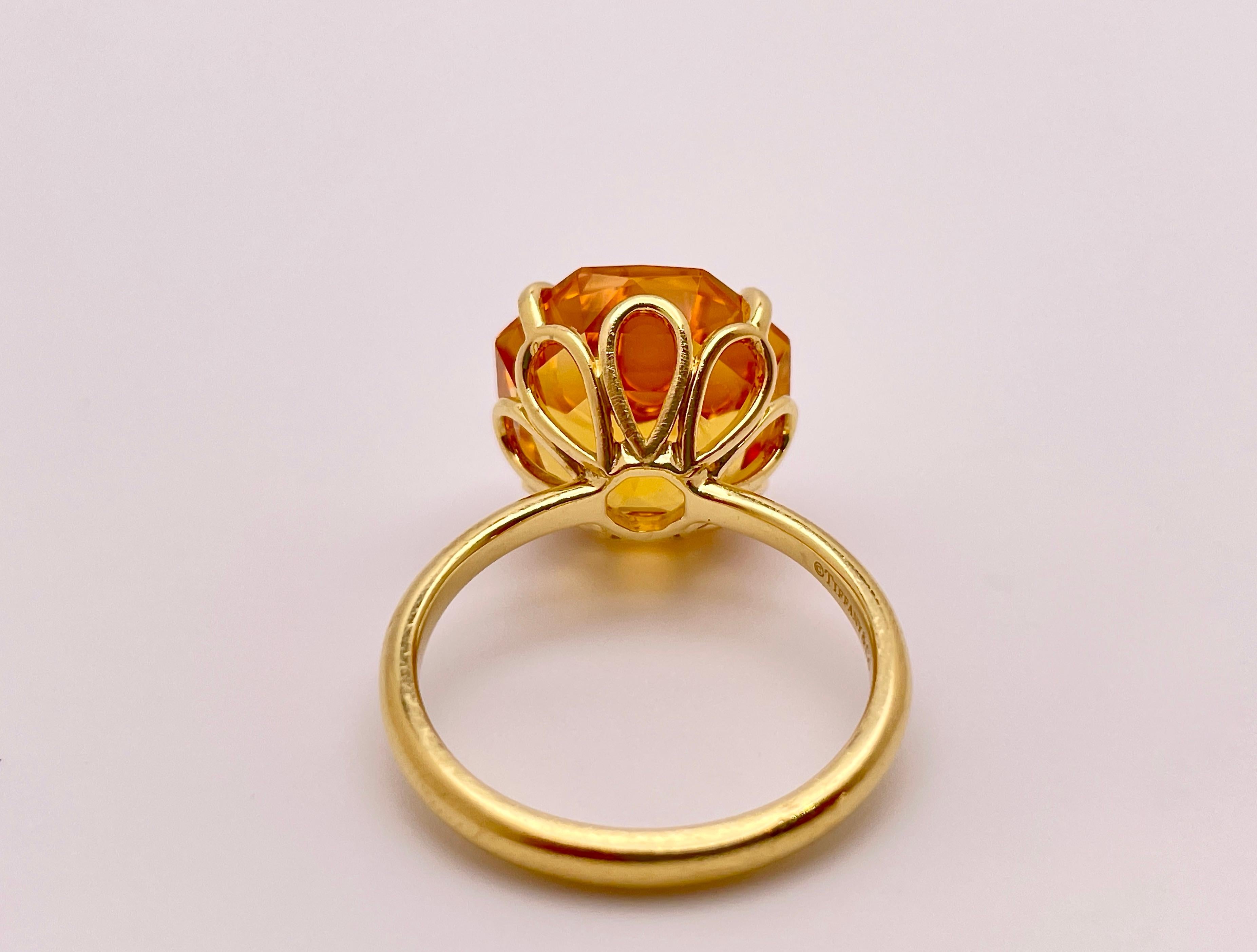 10 Carat Tiffany and Co. Elsa Peretti Citrine 18K Yellow Gold Engagement Ring For Sale 3