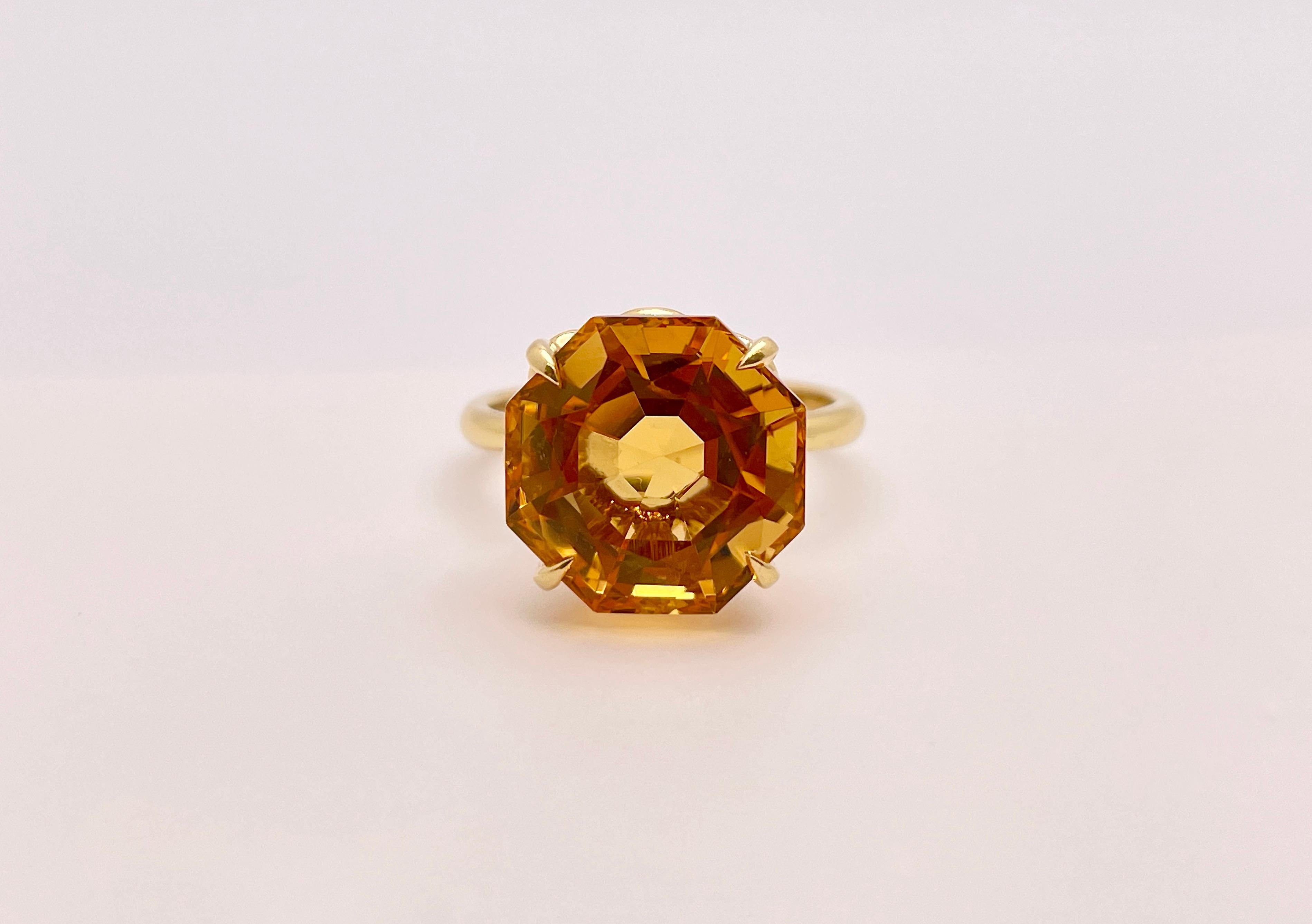 Octagon Cut 10 Carat Tiffany and Co. Elsa Peretti Citrine 18K Yellow Gold Engagement Ring For Sale