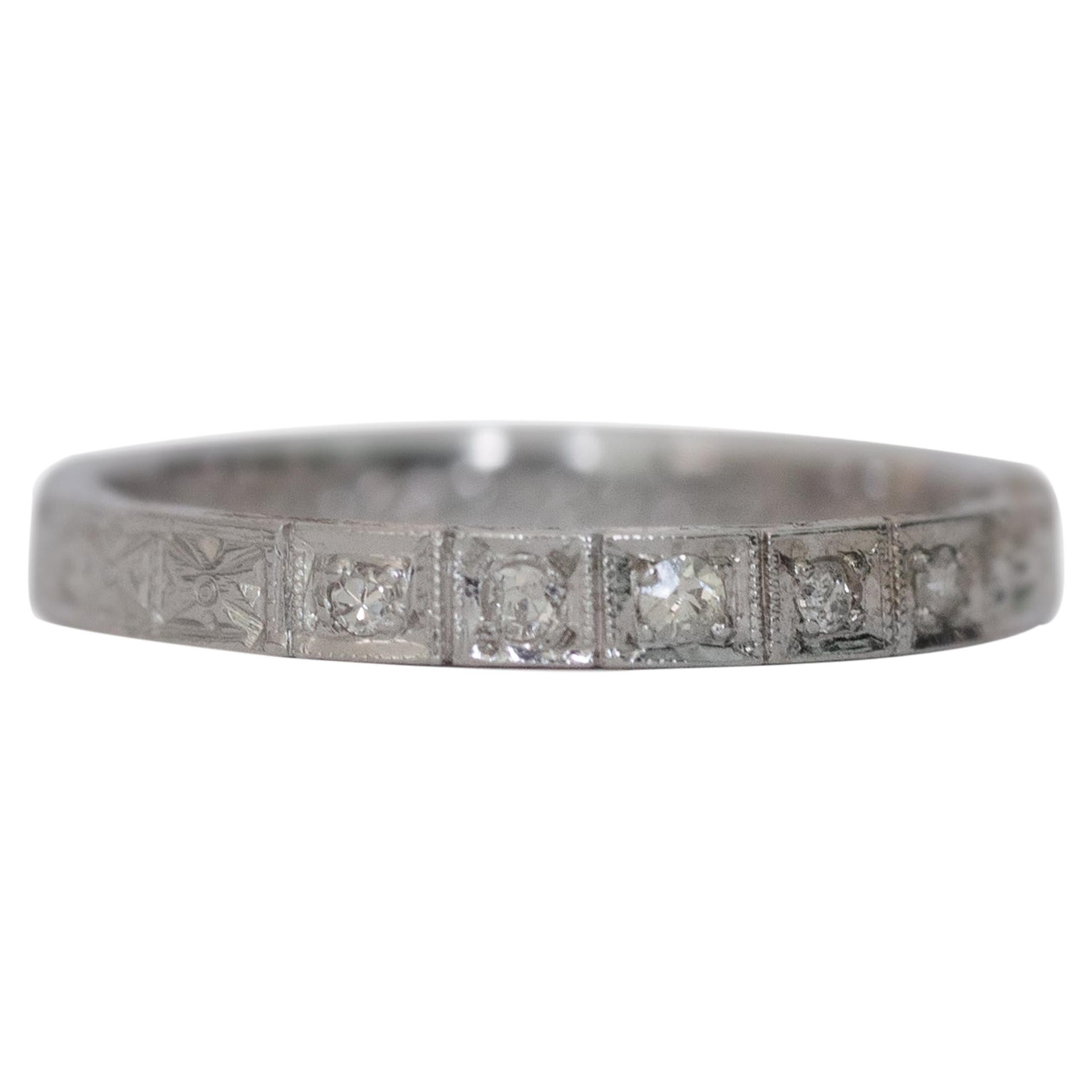.10 Carat Total Weight Diamond White Gold Wedding Band For Sale