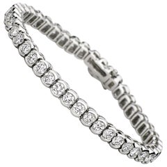 10 Carat Total Weight Platinum Diamond Tennis Bracelet Bezel Set, Ben Dannie