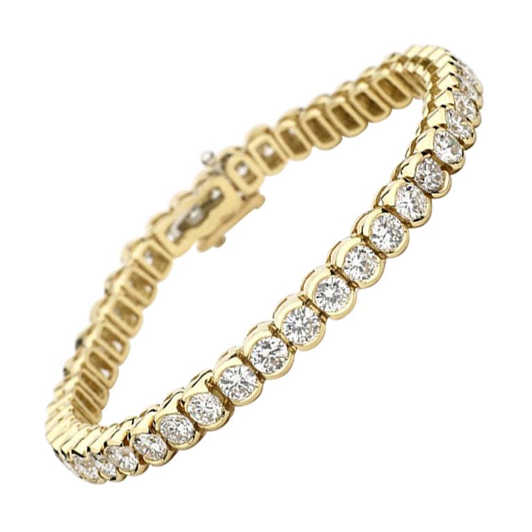 10 Carat Total Weight Platinum Diamond Tennis Bracelet Bezel Set, Ben Dannie