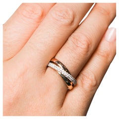 1.0 Carat Triple Band Diamond Ring in 14 Karat Yellow Gold Triple-Tone Gold Ring