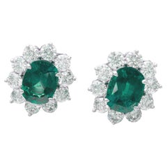 10  Carat VIVID Green Emeralds Diamond Earrings