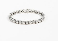 10 Carat White Diamond and White Gold Tennis Bracelet