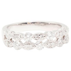 10 Carat White Gold Round Brilliant Cut Diamond Vintage Band Ring