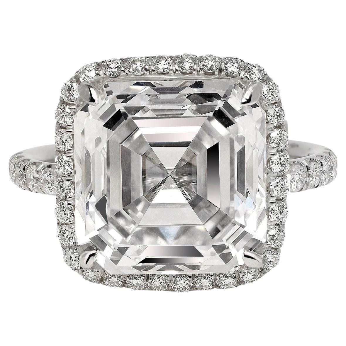 10 Carats Asscher Cut Diamond Engagement Ring GIA Certified J VS2 For Sale