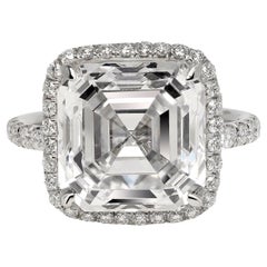 Bague de fiançailles en diamant taille Asscher de 10 carats certifié GIA J VS2