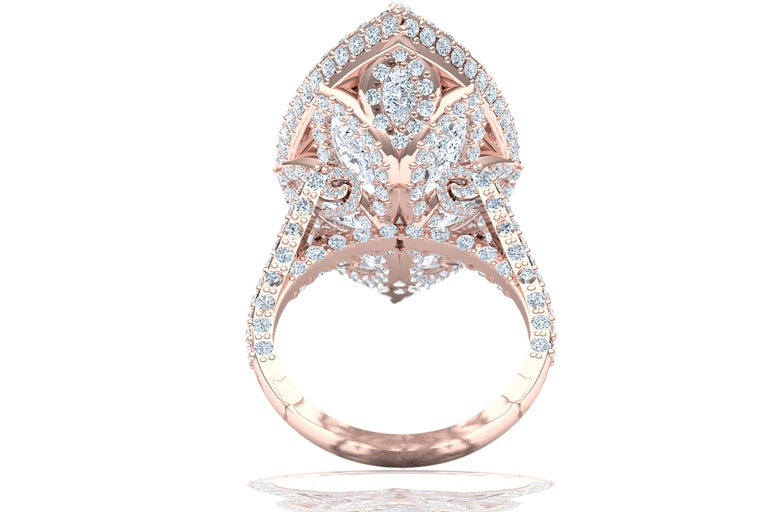 10 Carat Marquise Cut Gia Certified Engagement Ring Rose Gold For Sale At 1stdibs