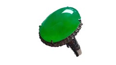 10 Carat Jade Diamond Ring 18 Karat White Gold