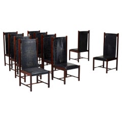 10 Celina Decoracoes High Back Dining Chairs, Brazil c 1965