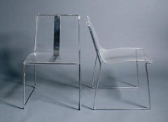 chaise 10 en Lucite et Acier par Jacques Charpentier
