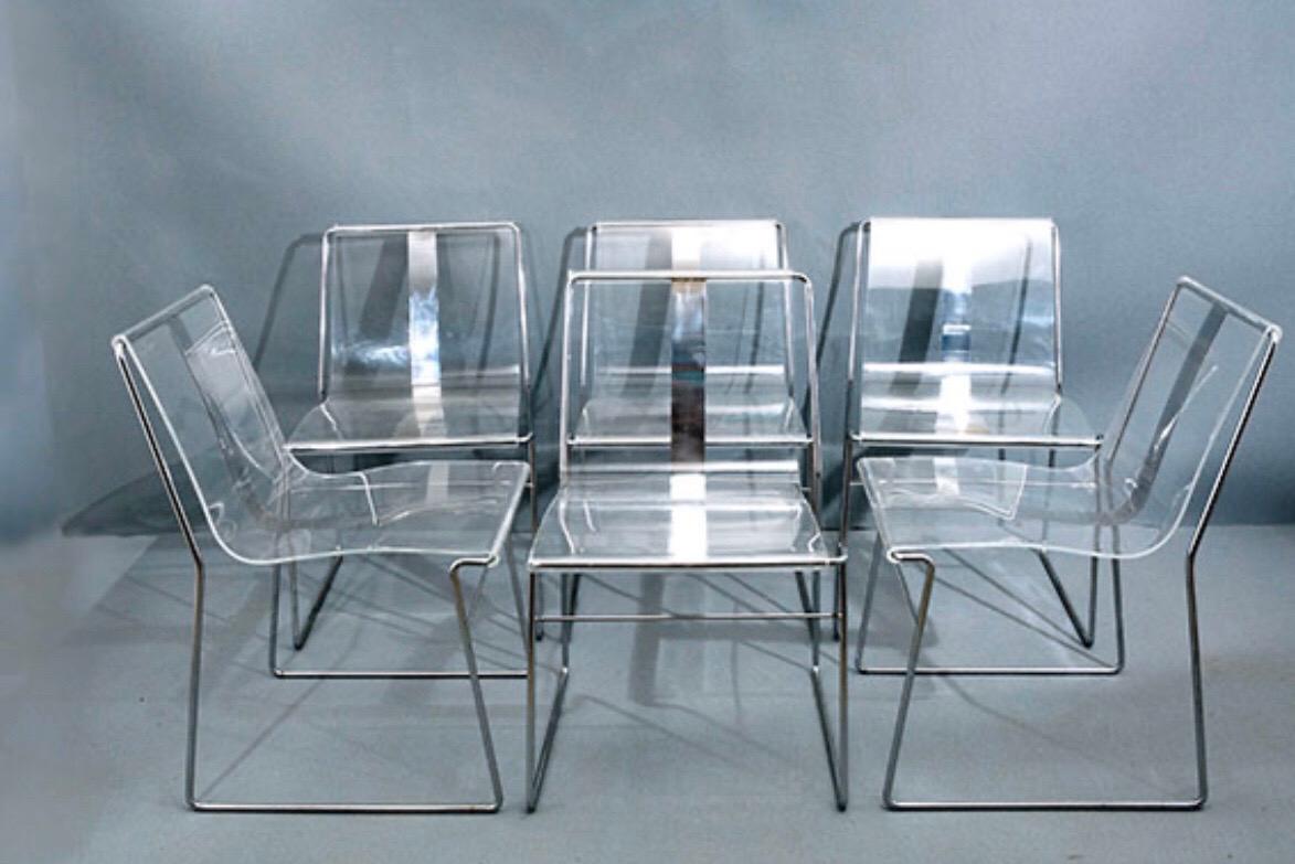 French 10 Chair in Lucite and Steel by Jacques Charpentier