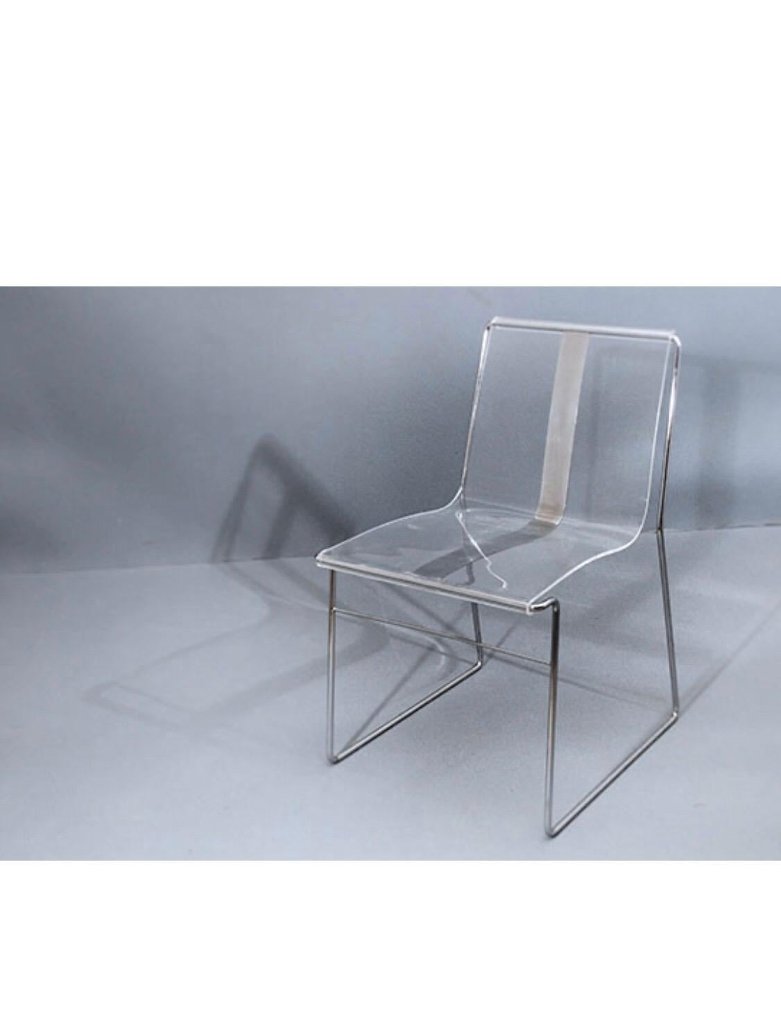 10 Chair in Lucite and Steel by Jacques Charpentier In Good Condition In Saint-Ouen, FR