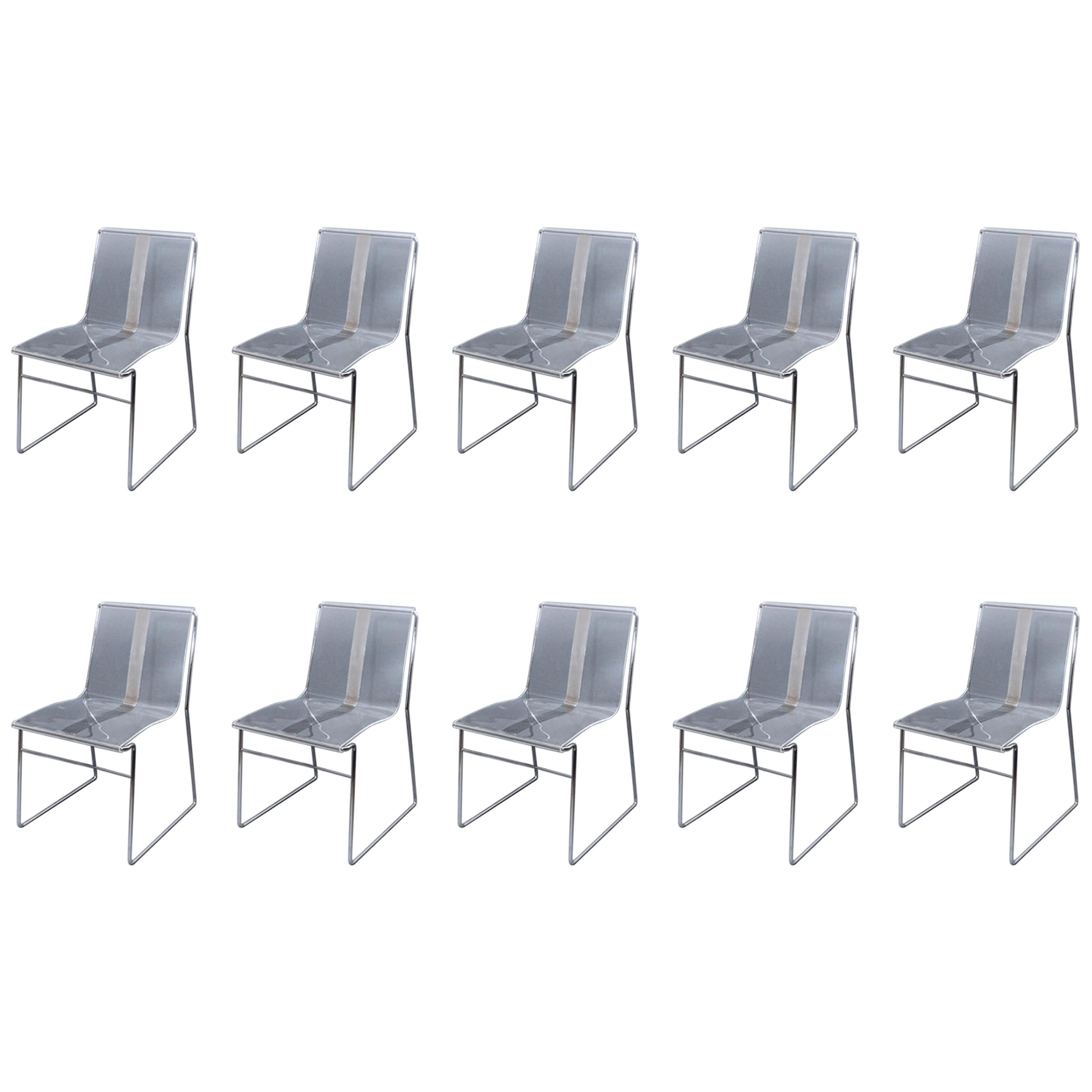10 Chair in Lucite and Steel by Jacques Charpentier