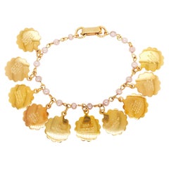 perles d'or et perles roses des 10 commandements:: bracelet religieux des 10 commandements