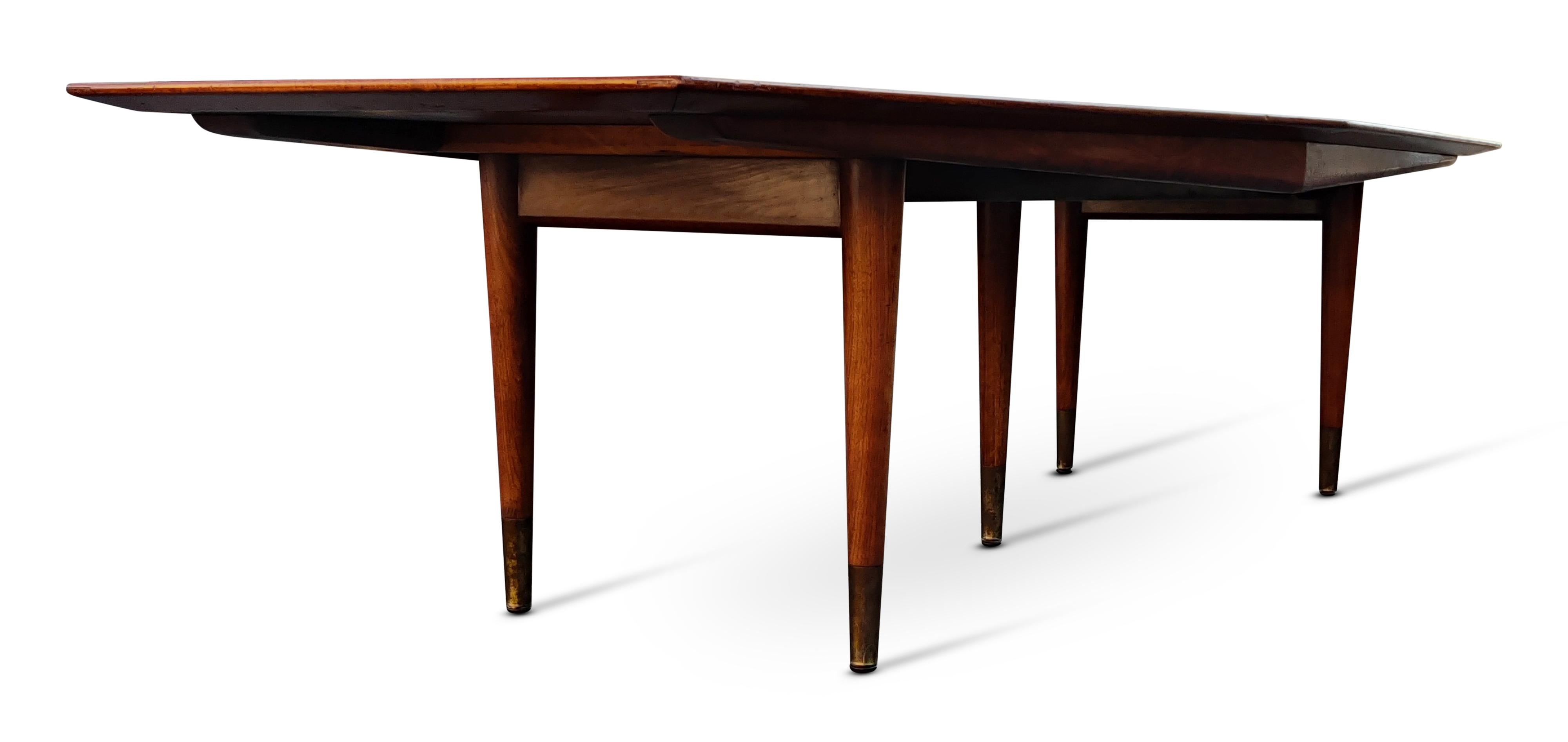 American 10' Conference or Dining Table by Giacomo Buzzitta for Stow & Davis Walnut Brass