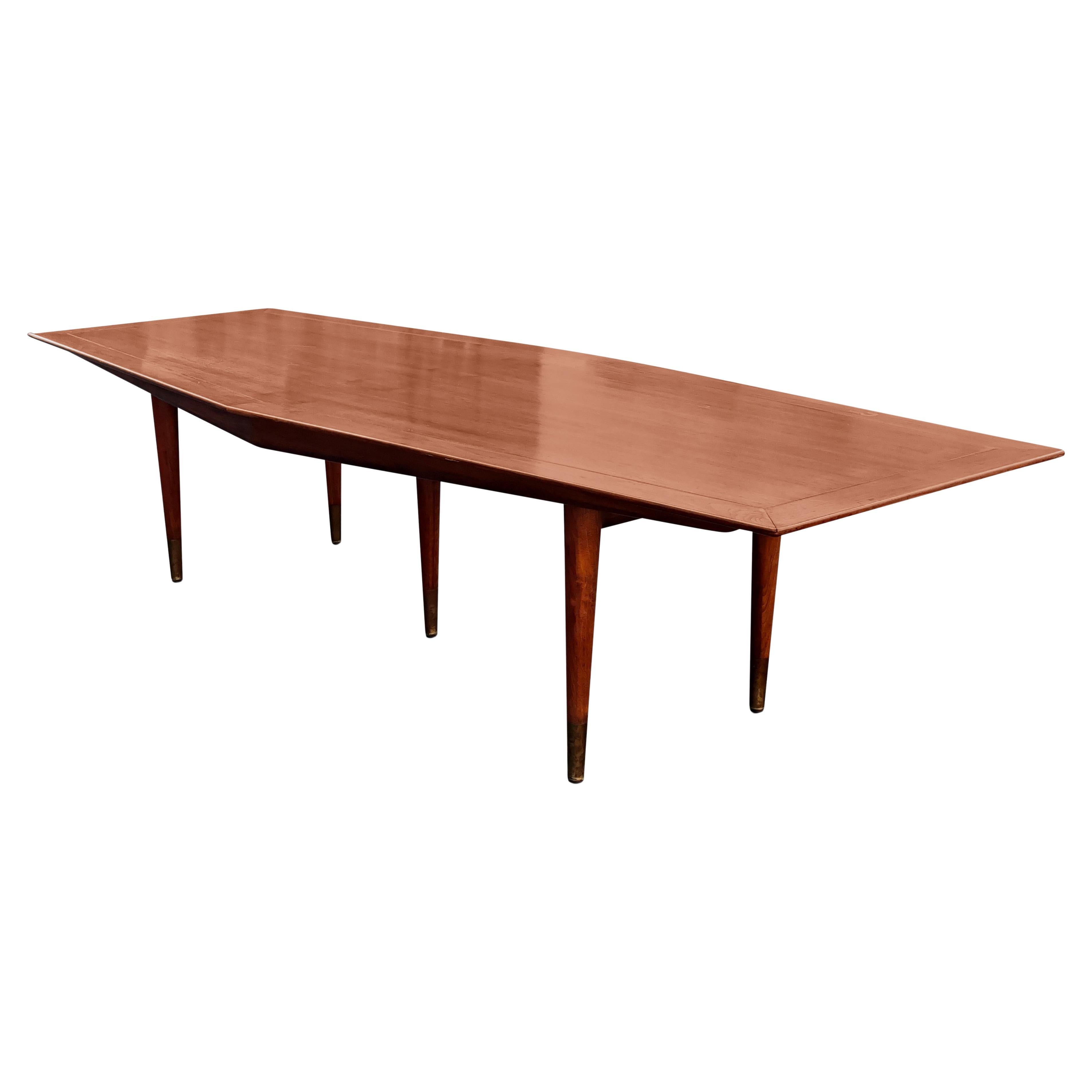 10' Conference or Dining Table by Giacomo Buzzitta for Stow & Davis Walnut Brass