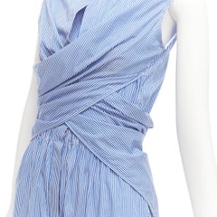 10 CORSO COMO blue white striped wrap top wide leg jumpsuit S