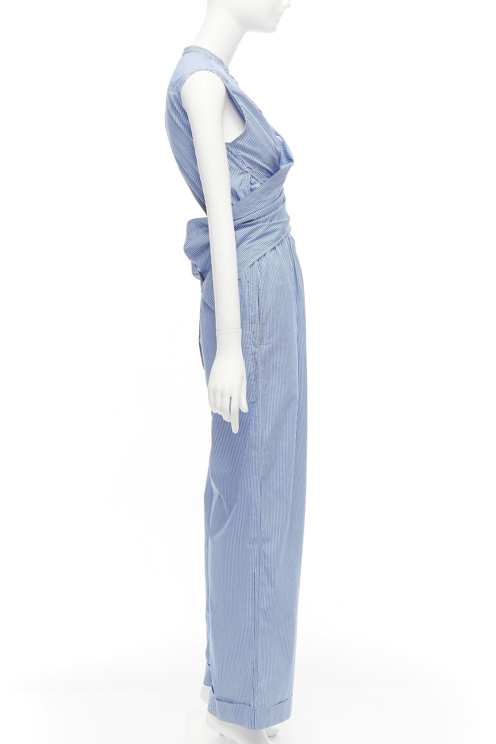 10 CORSO COMO blue white striped wrap top wide leg jumpsuit S In Good Condition For Sale In Hong Kong, NT