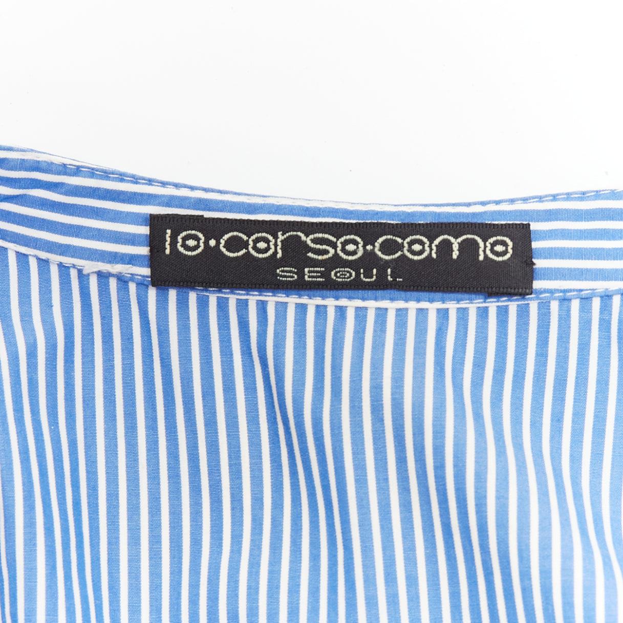10 CORSO COMO blue white striped wrap top wide leg jumpsuit S For Sale 4