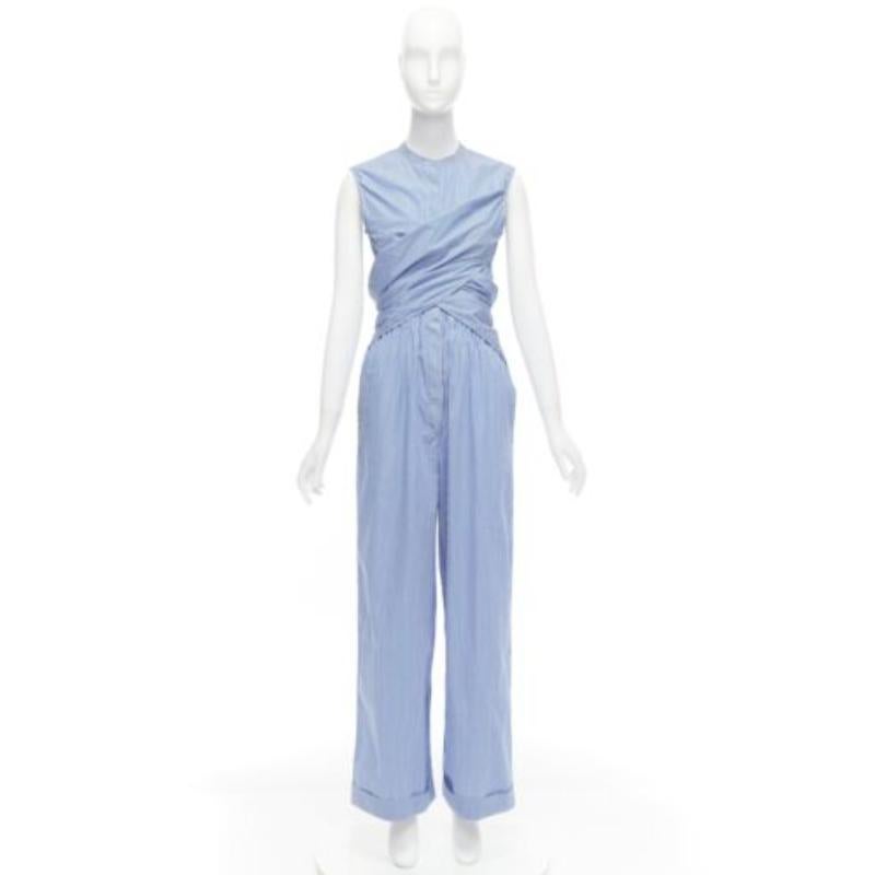 10 CORSO COMO combinaison à rayures bleues et blanches à jambe large S en vente 4