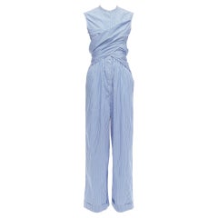 10 CORSO COMO Blau-weiß gestreifter, breiter, gestreifter Wickel-Overall mit weitem Bein S