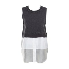 10 Crosby Derek Lam Grau und Weiß gestreift gestrickt geschichtet ärmellose Bluse S