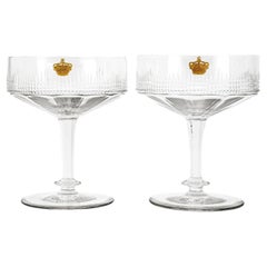 10 Crystal Cut Coupe Champagne Glasses