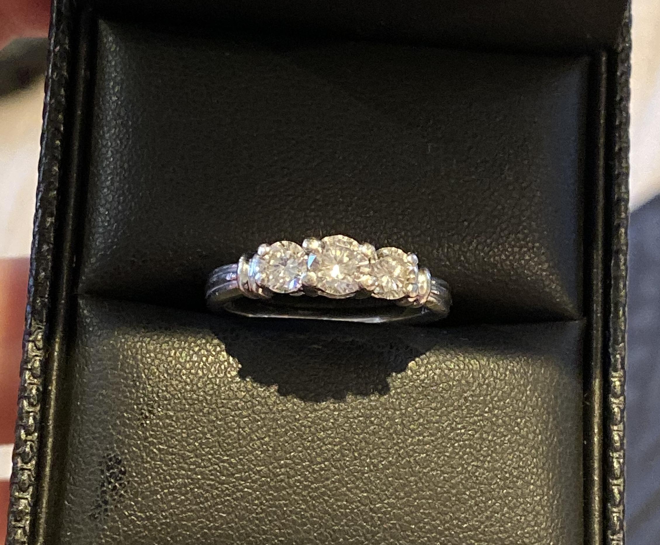 Princess Cut 1.0 Carat Diamond and 950 Platinum Three-Stone Diamond Eternity Ring 3 For Sale