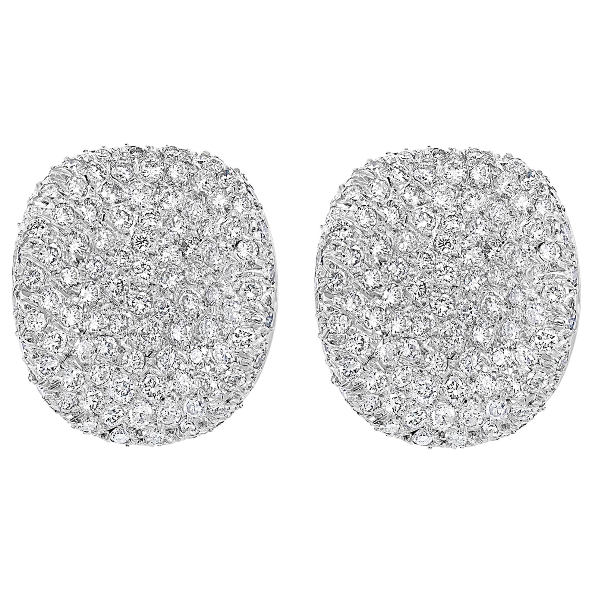 10 Carat Diamond Cocktail Stud Earrings Women in 18 Karat White Gold 23 Grams