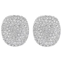 10 Carat Diamond Cocktail Stud Earrings Women in 18 Karat White Gold 23 Grams