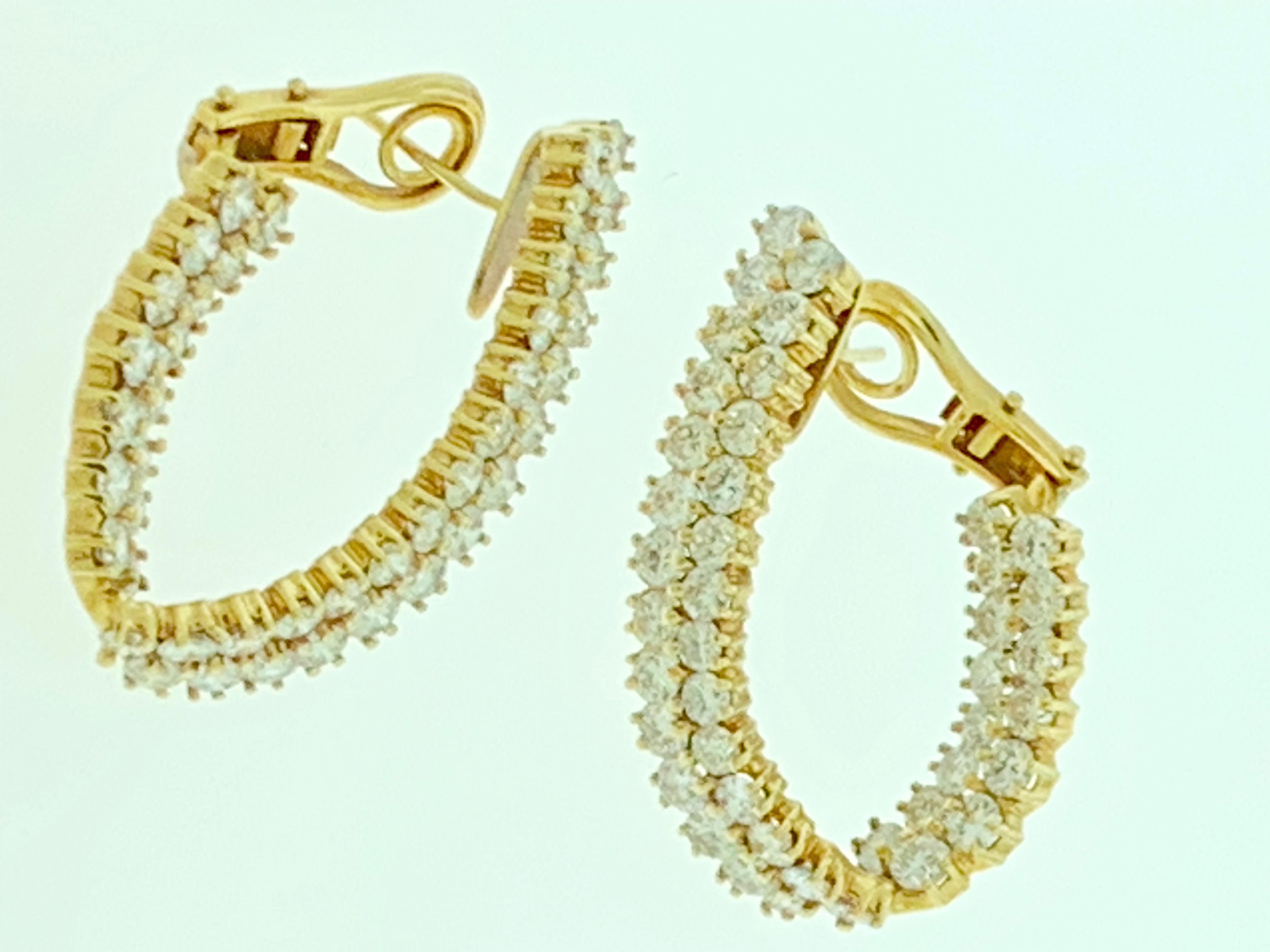 Créoles en or jaune 18 carats avec diamants de 10 carats de qualité VS pour femmes, 18 grammes Pour femmes en vente