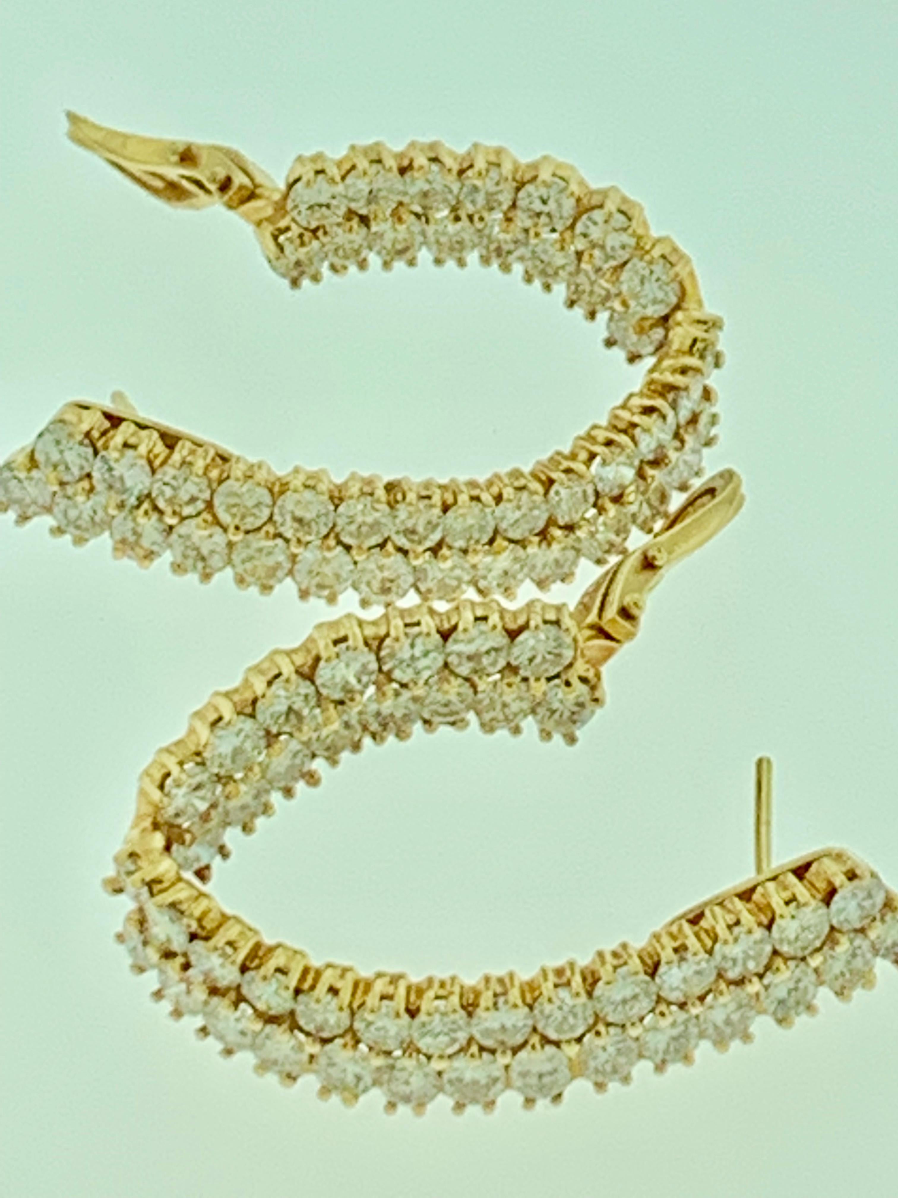 Créoles en or jaune 18 carats avec diamants de 10 carats de qualité VS pour femmes, 18 grammes en vente 2