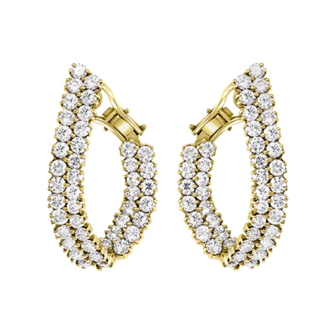 10 Carat Diamond VS Quality Hoop Earrings Women in 18 Karat Yellow Gold 18 Grams
