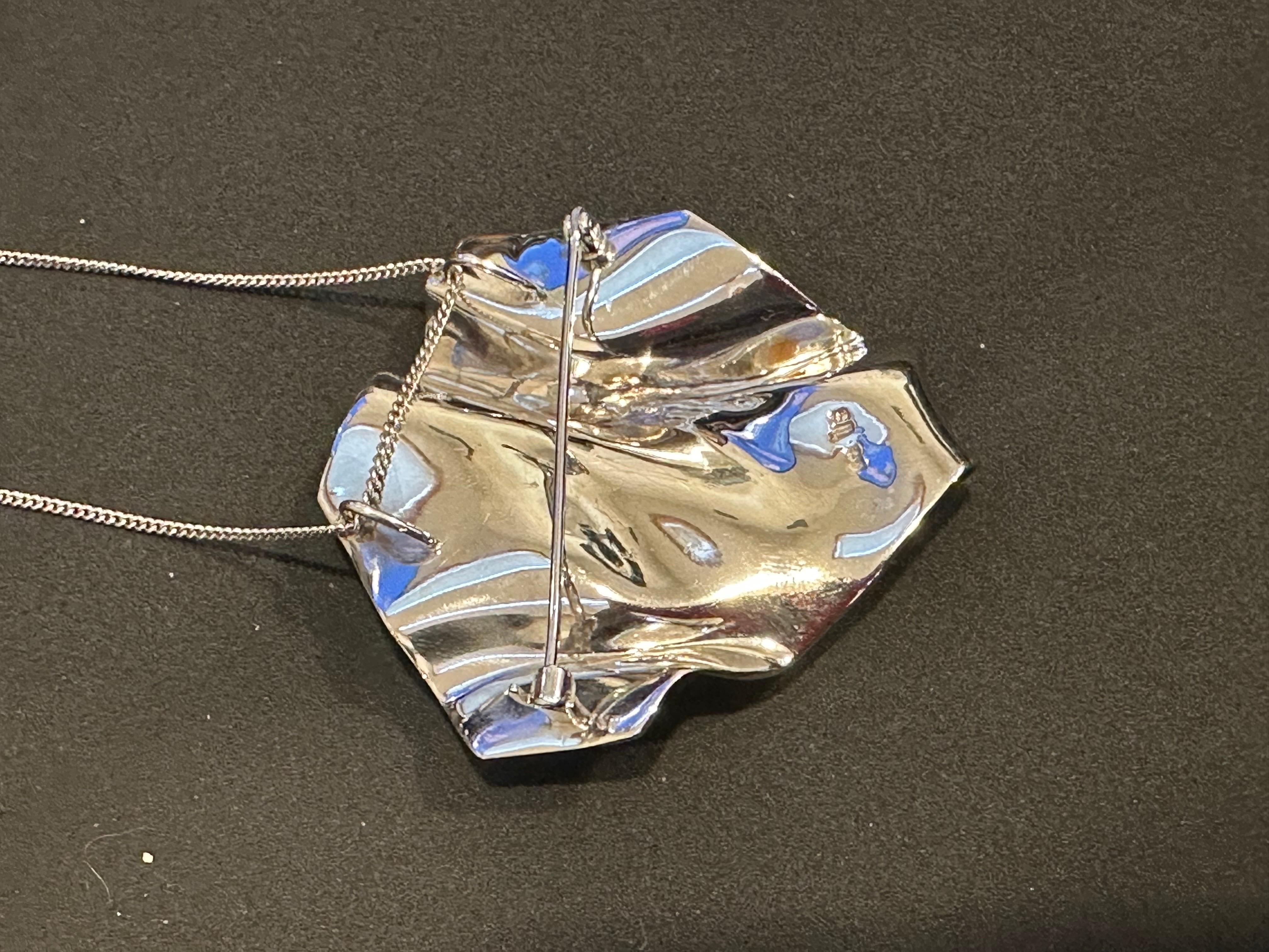 10ct Heart Shape Garnet & 1.5ct Diamond Pendant /Pin 14kt White Gold 35gm For Sale 7