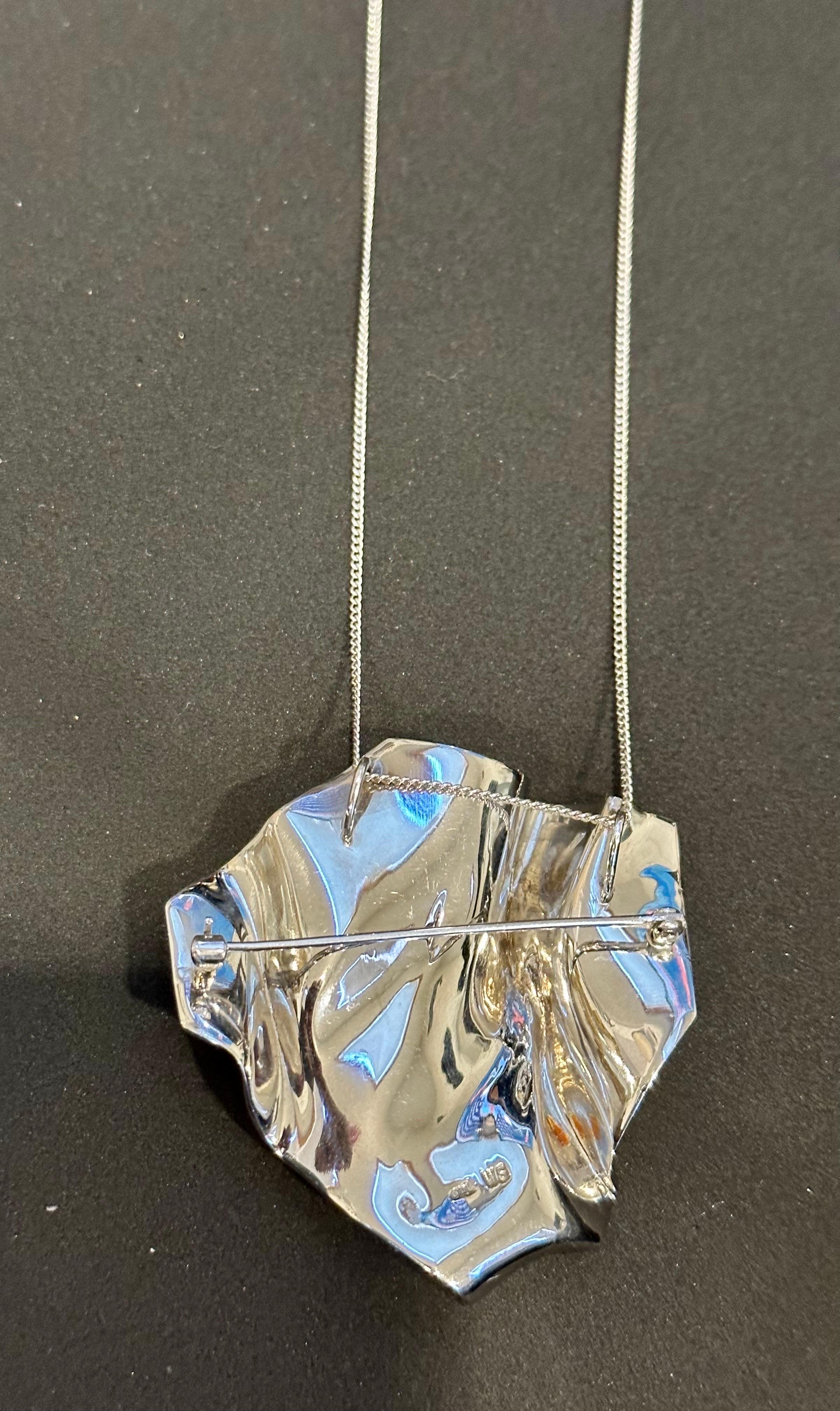 Cuore Granato a forma di cuore da 10 carati e ciondolo con diamante da 1,5 carati in oro bianco 14 carati da 35 grammi in vendita