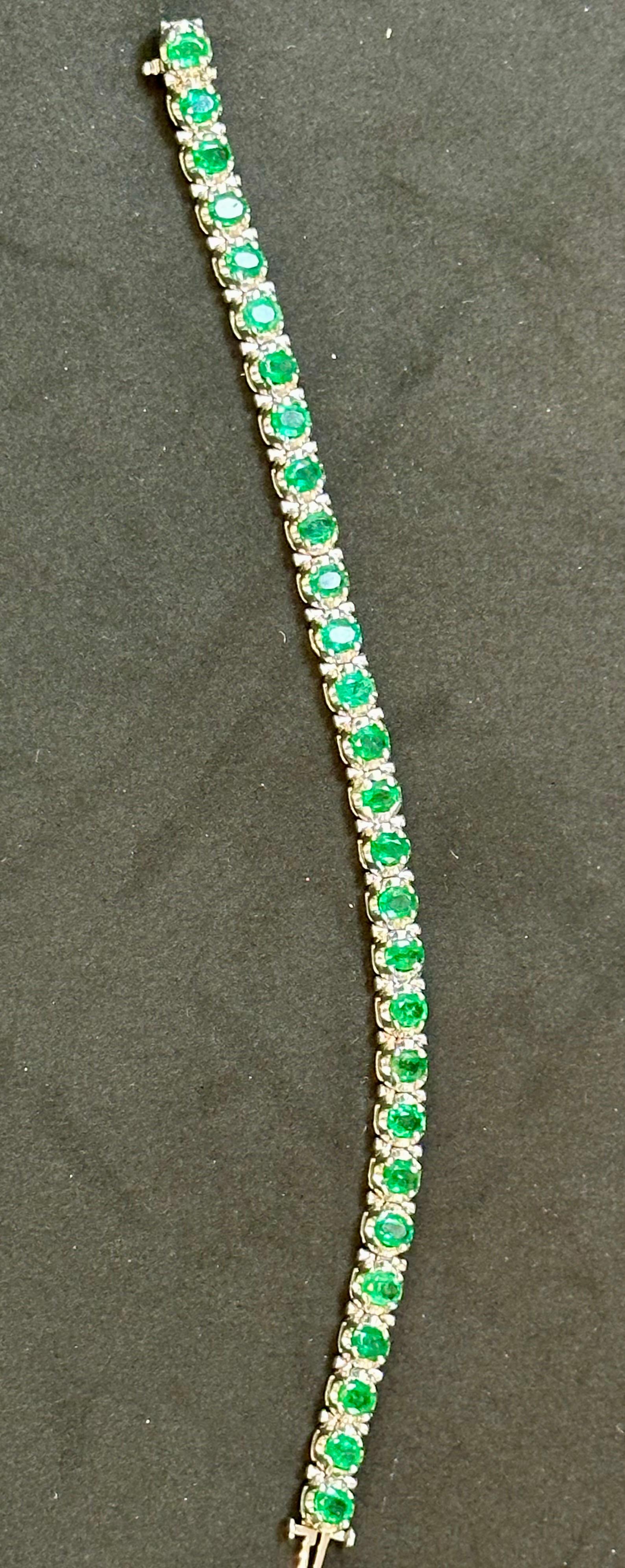  10 Ct Natural Oval Brazilian Emerald  Tennis Bracelet in Platinum , 7.5 Inches For Sale 5