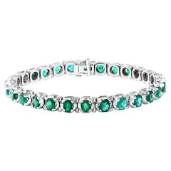 10 Ct Natural Oval Brazilian Emerald  Tennis Bracelet in Platinum , 7.5 Inches