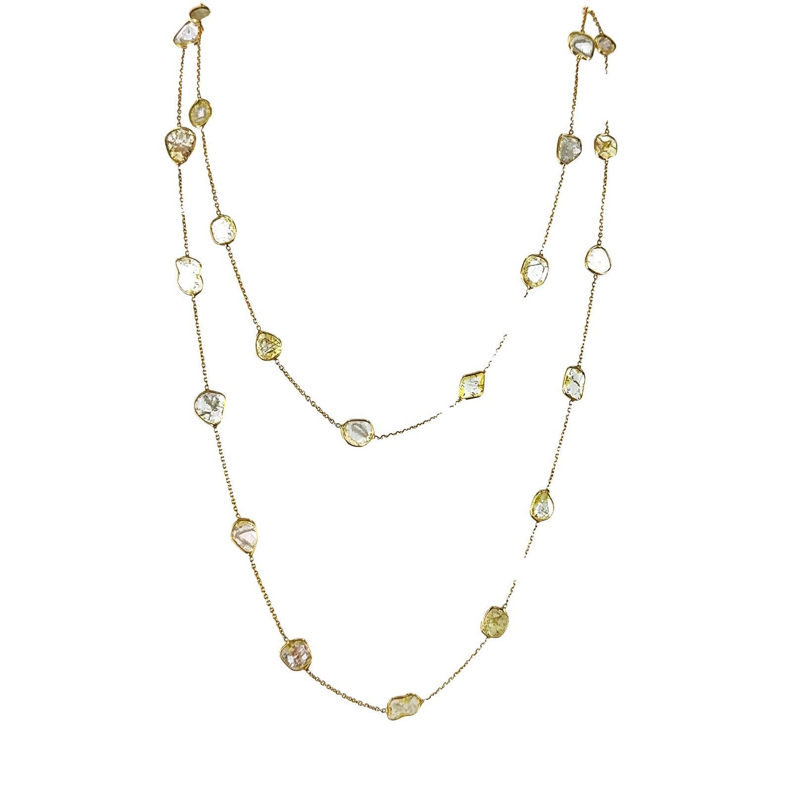 10 CTW Diamant-Halskette aus 18 Karat Gelbgold mit Rosenschliff im Rosenschliff By The Yard 32 Zoll (Moderne) im Angebot