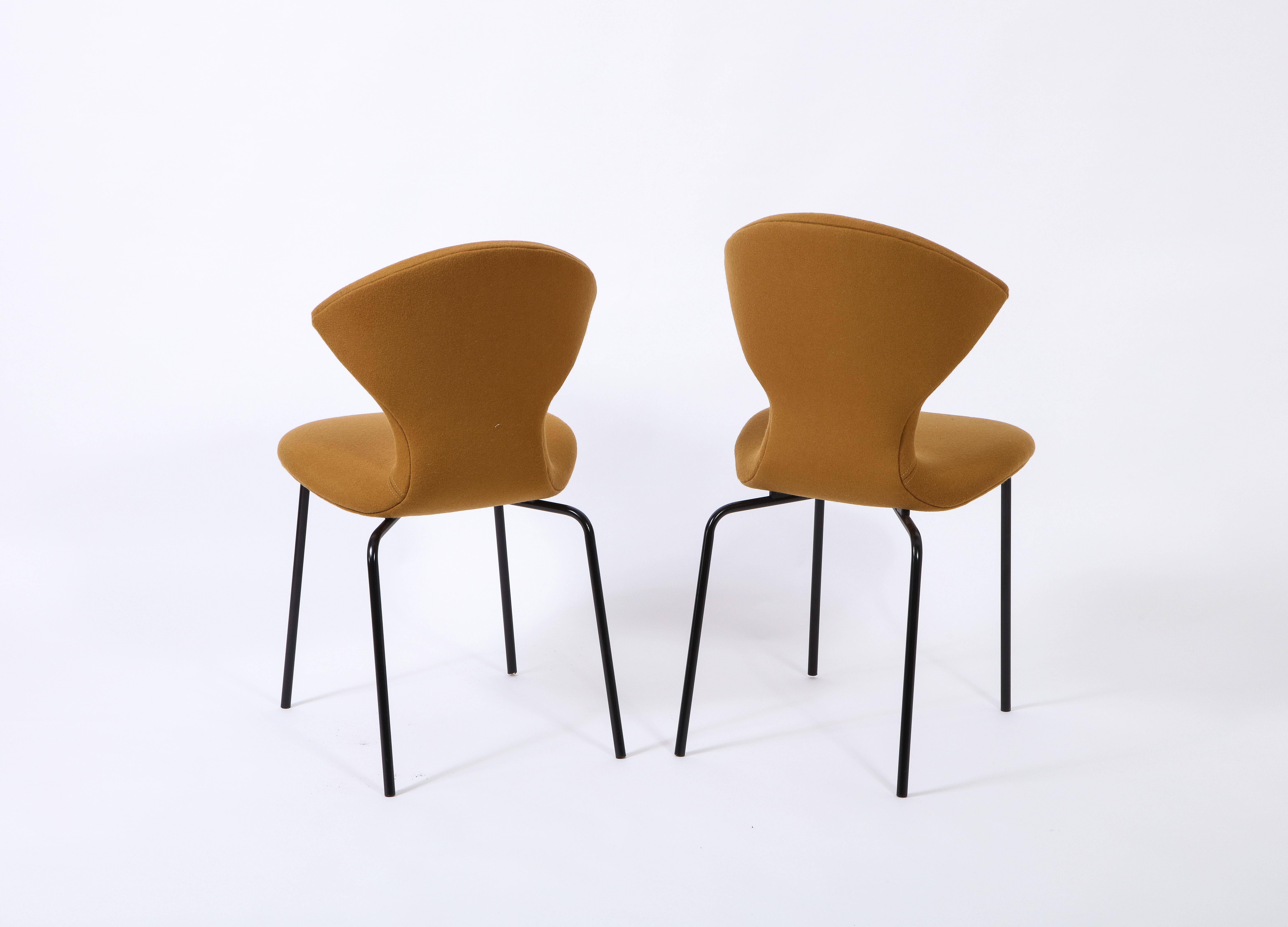 10 Chaises de salle à manger avec pieds en métal par Dangles & DeFrance pour Strafor, France années 1950 en vente 2