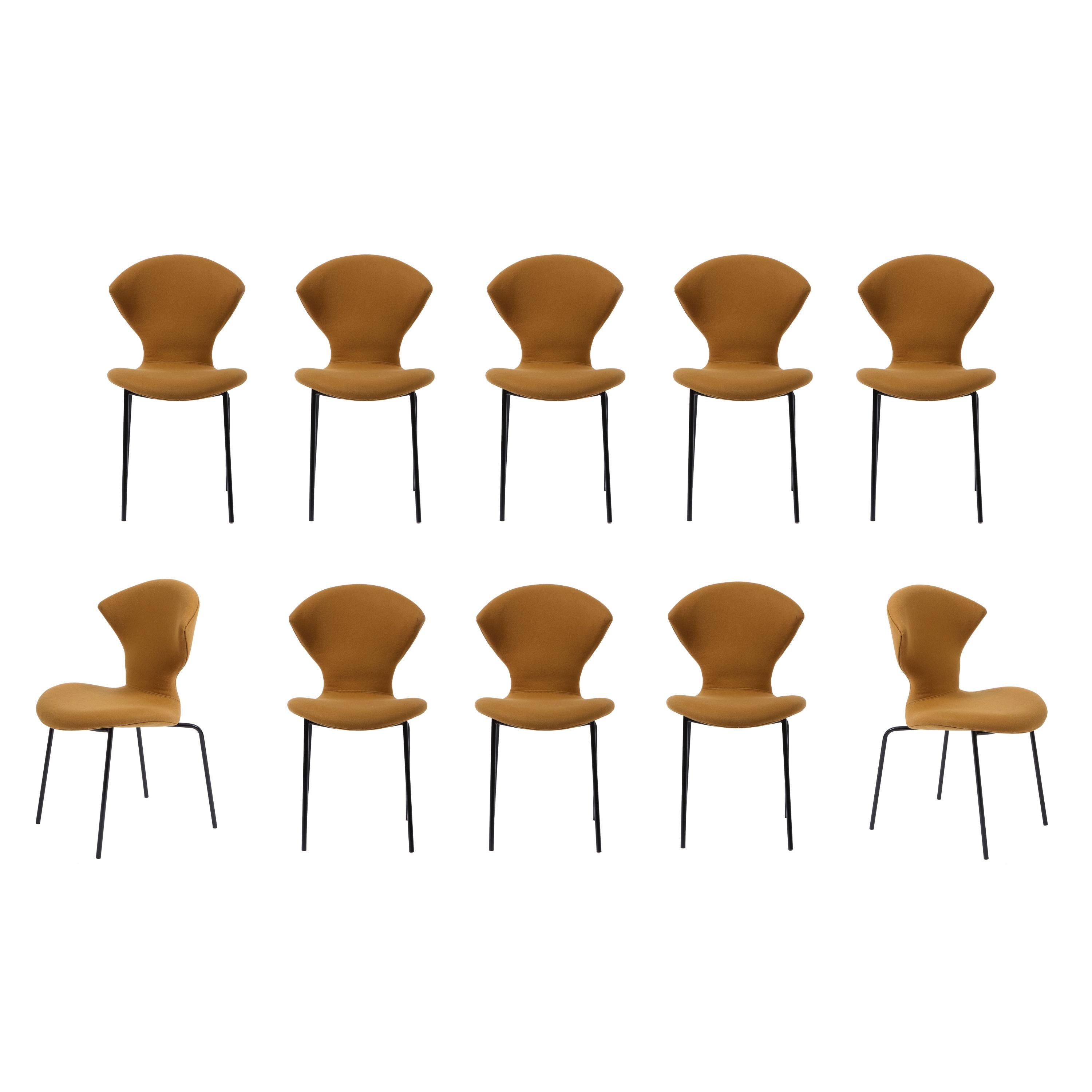 10 Dining Chairs with Metal Legs by Dangles & DeFrance for Strafor, France 1950s