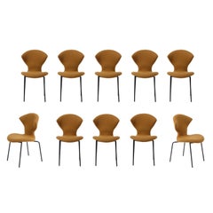 10 Dining Chairs with Metal Legs by Dangles & DeFrance for Strafor, France 1950s