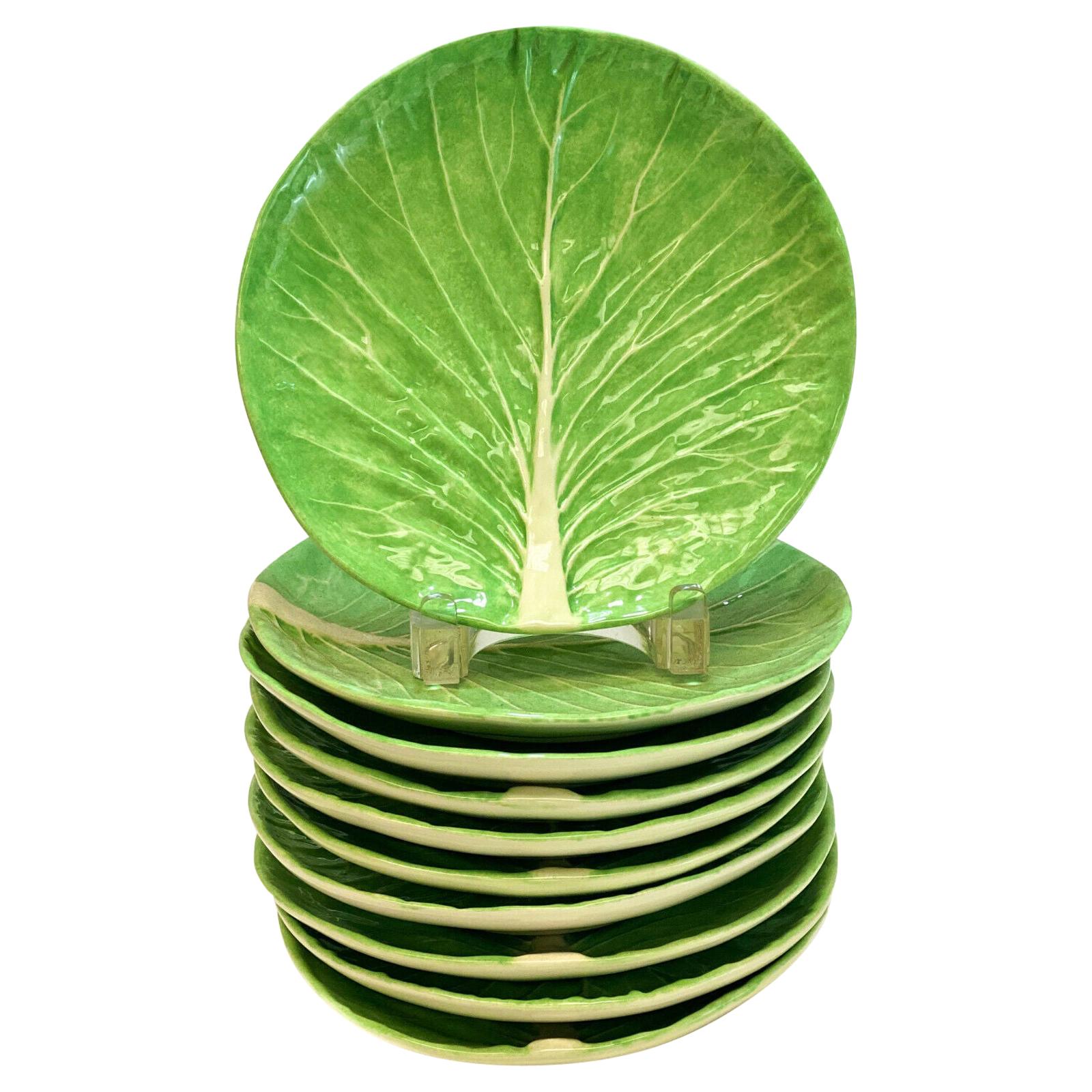 10 Dodie Thayer Jupiter Lettuce Leaf Earthenware Porcelain Luncheon Plates For Sale